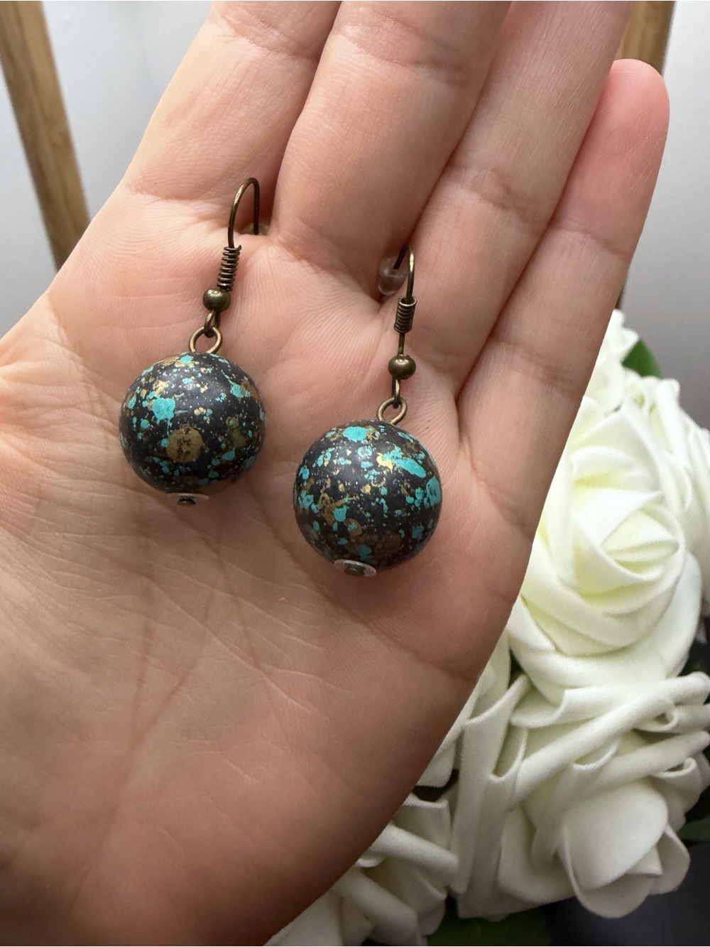 Turquoise Speckle Drop Earrings - Women Jewelry